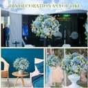 Tigeen 12 Bundles Peonies Artificial Flowers Faux Roses Silk Flowers Hydrangea Artificial Bouquet for Wedding Table Centerpiece Floral Vase Home Office Bridal Decor (Mist Blue)