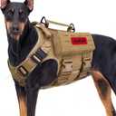 Tactical Dog Harness with Handle for Large Dogs,2X Metal Buckle, Dog MOLLE Vest with Pockets,No Pull Adjustable Pet Harness, Easy Control Dog Vest Harness for Working Training (Khaki, XL)