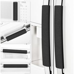 ELCOOR Refrigerator Door Handle Covers, Set of 6, Trimmable, Washable, Appliance Handle Covers, Fridge Door Handle Protector, Get Rid of Dirty Handprints, Timesaver, Kitchen Decor Accessories (Black)