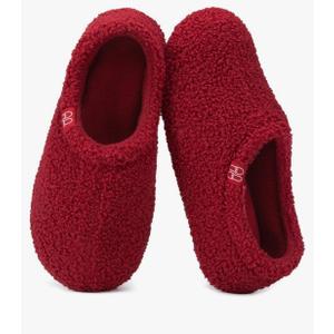 HomeTop Women's Fuzzy Curly Fur Memory Foam Loafer Slippers with Polar Fleece Lining, 10.5