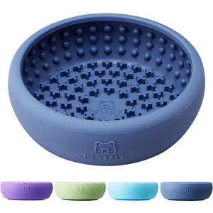 Dog Lick Bowl, Bestalk Anxiety Relief Lick Mat for Dogs, Non-Slip Freeze Licking Bowl Enrichment Puzzle Feeder for Distraction, BPA Free Silicone, Dishwasher Safe (Small, Dark blue)