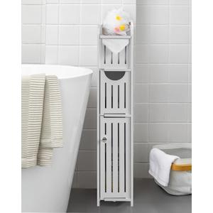 AOJEZOR Bathroom Storage Cabinet: Small Bathroom Storage Cabinet - Toilet Paper Holder Fit for Mega Roll,White
