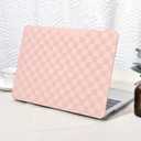 Seorsok Compatible with MacBook Air 13 Inch Case2022 2021 2020 2019 2018 Release A1932 A2179 M1 A2337,Elegant Leather Plastic Hard Shell Case Transparent Keyboard Cover,Pink PVC Grid No Logo Cutout