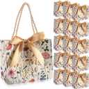 Moinchore 40 Pack Wildflower Thank You Gift Bags with Handles Small Thank You Party Favor Bags with Bow Wedding Welcome Tote for Wedding Bridal Shower Party, 5.5x2.4x4.7 in(Vintage Wild Floral)