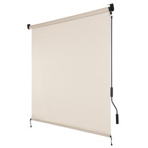 Aoodor 5% Openness Cordless Solar Fabric Roller Shade, 10'W x 8'H Sun Shade for Outdoor Gazebo Pergola Porch Use, 95% UV Protection Blinds, Beige