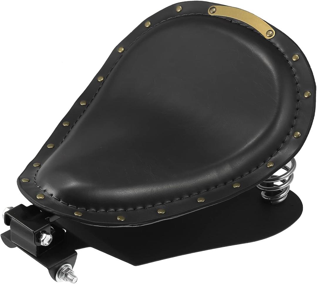 Motoforti Motorcycle Solo Driver Seat Saddle Cushion with Spring Base Mounting Bracket Kit for Harley Sportster XL883 1200 Chopper Bobber