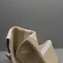 95L Striped Laundry Hamper with Leather Handles,Large Foldable Laundry Basket for Clothes,Cotton Rope Storage Bin for Blankets,Woven Clothes Basket for Bedroom,Beige Stripes (95L/25.1Gal, Brown&White)