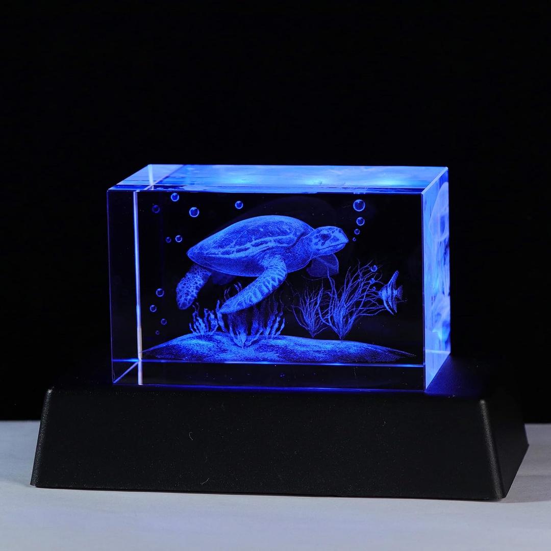 Qianwei 3D Crystals sea Turtle Decor Gifts for Women, Turtle Figurines Stuff Gifts for Turtle Lovers sea Turtle Statue Paperweight Birthday for Best Friend, Keepsake&Paperweight, 
3.14"D x 2"W x 2"H