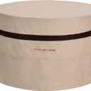 40 Inch Round Fire Pit Cover, Heavy Duty Waterproof 600D Outdoor Cover for Fire Bowl & Patio Table, 24 Inch High (Beige)