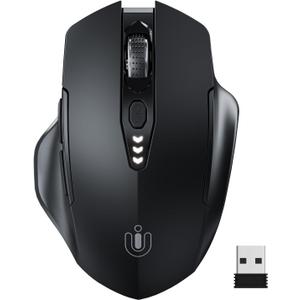 Uineer Wireless Mouse,Upgraded 2.4GHz Rechargeable (Battery Level Visible) Ergonomic Computer Mouse,4 Levels DPI, Wireless Mice for Laptop Computer(Matte Black)
