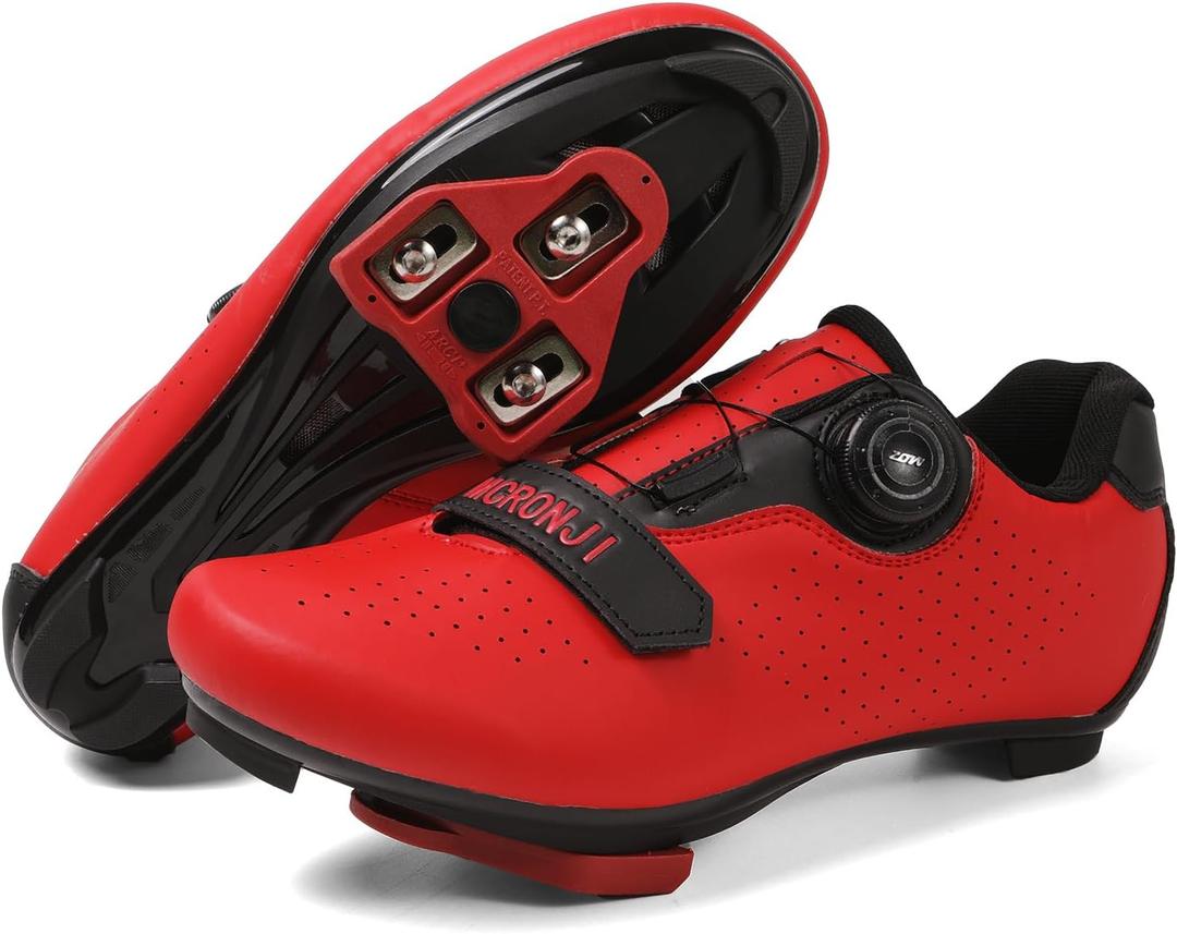 Cycling Shoes, Unisex Delta Cleats Compatible, Indoor Peloton and Outdoor Road Bike Shoes for Men and Women (Red), Size: 14 Women/11 Men
