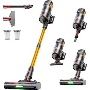Cordless Vacuum Cleaner,55KPa 650W 65Mins Vacuum Cleaners for Home,Stick Vacuum with LED Display &Anti-tangle Brush and Self-Standing Design,Vacuum Cleaner for Hardwood Floors,Carpet,Pet Hair,Car