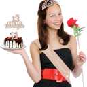 13th Birthday Decorations for Girls, Including 13th Birthday Crown/Tiara, Official Teenager Sash and Cake Topper, Number Candles, 13 Year Old Girl Gifts
