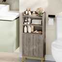 Hzuaneri Bathroom Storage Cabinet, Small Floor Cabinet with 2 Door and Shelves, Toilet Paper Cabinets, Bathroom Organizer with Adjustable Shelf, for Small Spaces Greige 7.1" D x 14.6" W x 32.7" H