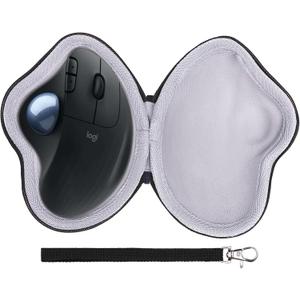 LTGEM Case Compatible with Logitech Ergo M575S / M575 / M570 Wireless Trackball Ergonomic Mouse, Office Travel Carrying Storage Bag - Black+Gray(Case Only)