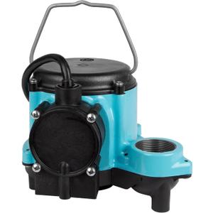 Little Giant 6-CIA-ML 115 Volt, 1/3 HP, 2760 GPH Cast Iron Replacement Compact Submersible Pump for Under Sink and Laundry Tray Systems with Integral Low Level Diaphragm Switch, Blue, 506160