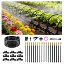 Drip Irrigation System for Garden, Automatic Watering System with Adjustable 360 Copper Spray Nozzles, DIY Drip Irrigation Kit for Yard, Lawn, Greenhouse, Raised Beds & Potted Plants (30FT)