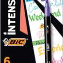BIC Intensity Dual-Tip Highlighters, Chisel Tip/Ultra-Fine Tip, Black Barrels/Assorted Colors, Pack Of 6 Highlighters