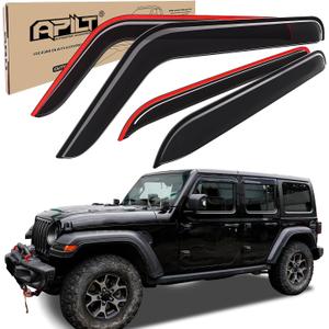 Outside-Mount Window Visors Rain Guards for Jeep Wrangler JL 2018-2026/Jeep Gladiator 2020-2026, Full-Size Wind Vent Deflectors Car Accessories Dark Smoke 4-Piece Set with Thicker