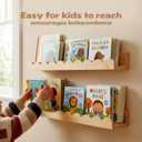 Nursery Floating Shelves for Kids Room, 2 Pack 23.6 Inch Natural Wood Wall Shelves with Scalloped Edge, Kids Bookshelves for Toddler Bedroom, Playroom, Baby Nursery Decor, 2pc-23.6in