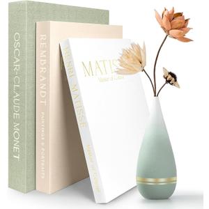 Decorative Books for Home Decor- 3Pcs Linen Decorative Boxes for Aesthetic Room Decoration, Modern Fake Book Storage Boxes for Coffee Table, Bookshelf or Mantle Decor, Sage