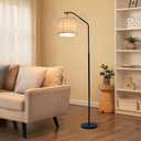 68" Floor Lamp,9W Edison LED Bulb Included Swingable lamp Head Standing Lamp with Foot Switch with Pleated Lampshade, Tall Floor Lamp Reading for Living Room Bedroom Office Classroom Dorm Room