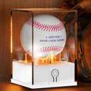 Acrylic Baseball Display Case with LED Light, UV Protected Holder for Memorabilia (White)
