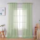 Simplebrand Light Green Sheer Curtains 96 Inches Long 2 Panels, Light Filtering Rod Pocket Solid Color Window Sheer Curtain Panels, Elegant Curtains & Drapes for Living Room, Bedroom, 42" W x 96" L