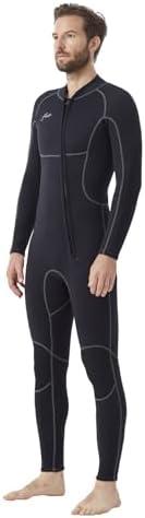 Hevto Men Wetsuits 3/2mm Neoprene Wet Suit Back Front Zip in Cold Water for Surfing Swimming Diving, Size L