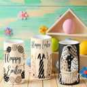 Retisee 3 Pcs Black Brown Easter Flameless LED Candles Battery Operated Bunny Spring Flickering Pillar Candles with Remote Rabbit Easter Centerpiece for Bedroom Living Room Dinner Table Decoration