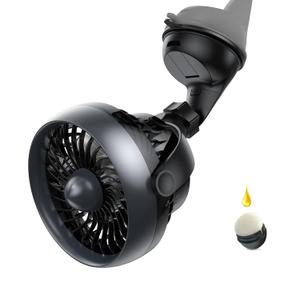 Portable Car Fan with Strong Suction and 4 Speeds,USB Dashboard Cooling Air Wall Fan for Sedan SUV RV Auto Vehicles Home, Window, Windshield, Bathroom, 4.92ft Cord, 5V, Quiet, Bonus Aroma Function