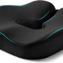 Donut Pillow for Tailbone Pain & Hemorrhoid Relief - Coccyx Seat Cushion for Sciatica, Postpartum, Sitting Pressure - Dense Memory Foam for Plush Support - Adjustable to Most Hip Shapes (Black)