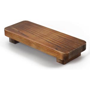 Farmhouse Wood Tray Rustic Wooden Pedestal 9 * 4 * 1.5 inches Decorative Wood Riser for Farmhouse Kitchen Counter Bathroom Room Decor (Dark Brown)