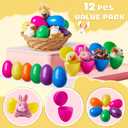 HIKISS 12 Pcs Easter Eggs with Mini Stuffed Animal Plush Toys Easter Basket Stuffers Filler for Kids Toddler Boys Girls Egg Hunt Party Favors Classroom Prize Supplies