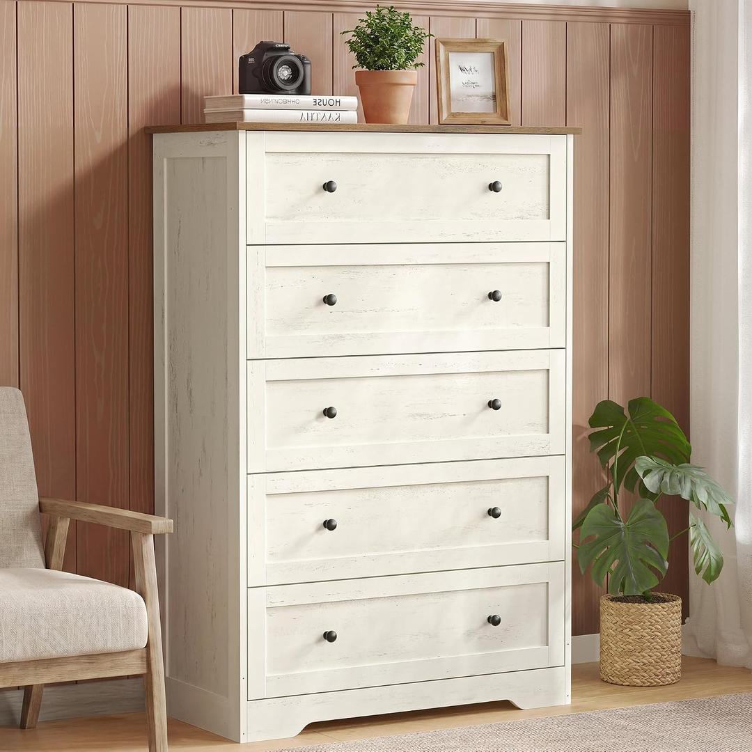 VASAGLE 5-Drawer Dresser, Chest of Drawers, 31.5 x 15.7 x 47.4 in
