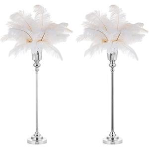 NUPTIO Centerpiece Vase Tall Wedding: 2 Pcs 30.5" Silver Flower Stand for Table Metal Trumpet Vase for Party Decorations