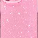Hython Case for iPhone 12 Pro Max Case Glitter Cute Sparkly Shiny Bling Sparkle Phone Cases 6.7", Thin Slim Fit Soft TPU Bumper Shockproof Rubber Protective Cover for Women Girls Girly, Bright Pink