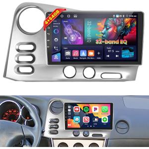 [4G+64G] Android 15 Car Stereo for Toyota Corolla Matrix 2003-2008 with Wireless Carplay Android Auto, 9 Inch HD Touchscreen with WiFi GPS Bluetooth5.0 FM/RDS Radio 32EQ SWC Backup Camera MIC