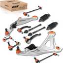 Front Lower Control Arm Suspension Kit with Orange Ball Joint Sway Bar Inner Outer Tie Rod Boot Compatible with 2013-2020 Nissan Pathfinder 2013 Infiniti JX35 2014-2022 Infiniti QX60,12PCS