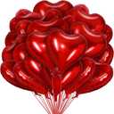 100 Pcs Red Valentine's Day Heart Foil Balloons Valentine's Day Decorations 18 Inch Valentines Love Balloon Party Decorations for Wedding Baby Shower Birthday Decor