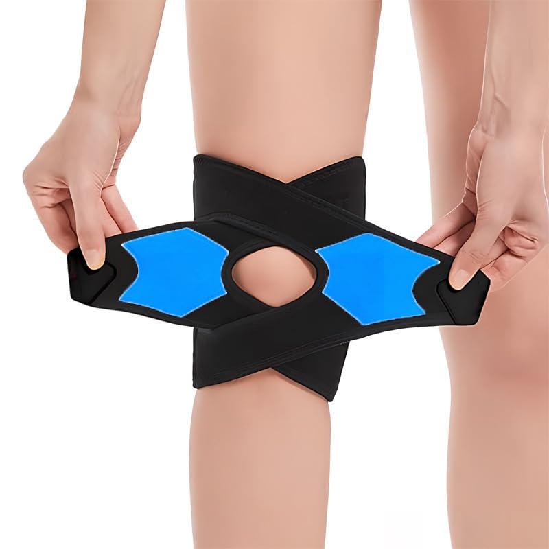 SUJAYU Knee Brace with Side Stabilizers for Meniscus Tear, Knee Braces for Women Men Knee Braces for Knee Pain, Light Patella Brace Adjustable Compression Sleeve Patellar Tendon Support Strap (Blue) (Blue)