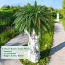2PCS 45in Fake Ferns- Large Artificial Plants Outdoor, UV Resistant Artificial Ferns for Outdoors, 60 Branches Faux Boston Fern Realistic Weatherproof Fake Plants for Porch Home Patio Hanging Decor