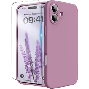 for iPhone 16 Case, Liquid Silicone Case with Camera Protection Soft Gel Rubber Cover with Microfiber Lining Shockproof Protective Phone Case for iPhone 16 6.1", Lilac Purple