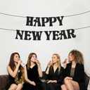 KatchOn, Glitter Black Happy New Year Banner 2026-10 Feet, No DIY | Glitter Pre-Strung Hello 2026 & Happy New Years sign for Happy New Year Decorations 2026 | NYE Party Garland | NYE Decorations 2026