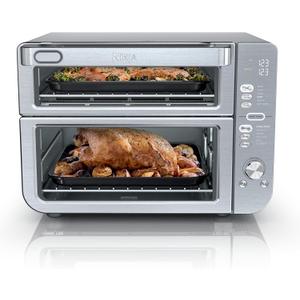 Ninja Air Fryer Toaster Oven Combo | Double Stack XL | 12-in-1 | Fits 4.5 lb Chicken & 6lbs of Wings | Smart Finish Cook 2 Different Meals at Same Time | Countertop Oven | Stainless Steel | DCT601