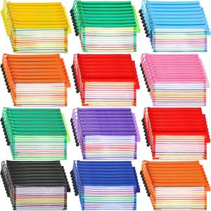 Fainne 120 Pack Mesh Pencil Pouch Mesh Zipper Pouch 9" x 4.7" Pencil Case Bulk Multipurpose Cosmetics Toiletry Small Bag for Office Travel(Multicolored Stripes Colors)