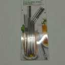 6 Reusable Straws - Stainless Steel Drinking - Set of 6 + 2 Cleaners - Eco Friendly, SAFE, NON-TOXIC non-plastic