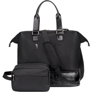 Weekender Bag with Shoe Compartment Travel Duffle, Carry On 20 Inch, Black