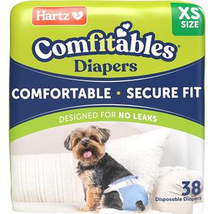 Hartz Comfitables Disposable Dog Diapers, Size XS 38 count, Comfortable & Secure Fit, Easy to Put On, Super Absorbent Male and Female Diaper