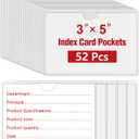 52 Pcs 3" x 5" Self Adhesive Index Card Pockets Label Pockets with Top Open for Loading, Clear Adhesive Pockets Labels Holders for Storage Bins, Library Card, Organizing(Index Card not Included)